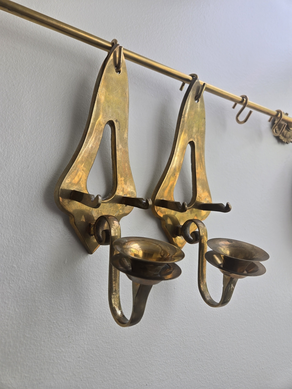 Pair Of Vintage Brass Wall Candle Sconces